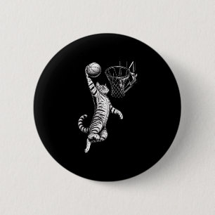 Lustige Katze dunken Basketballkorb  Button