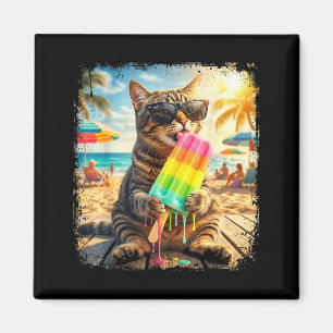 Lustige Katze Eis Sommer Tier Sonnenbrille Meme Magnet