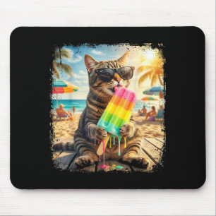 Lustige Katze Eis Sommer Tier Sonnenbrille Meme Mousepad