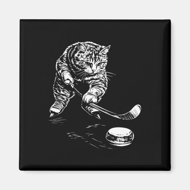Lustige Katze Eishockey Grafik  Magnet (Vorne)