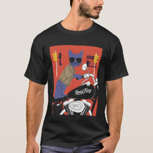 Lustige Katze fährt Motorrad Langarmshirt T-Shirt