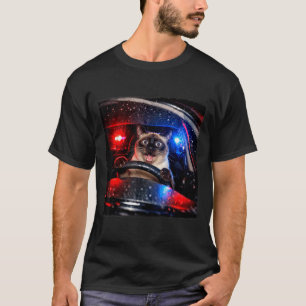 Lustige Katze fährt Polizei Jagd Kätzchen Meme Hum T-Shirt