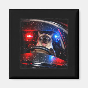 Lustige Katze fährt Polizei jagt Kätzchen Meme Hum Magnet