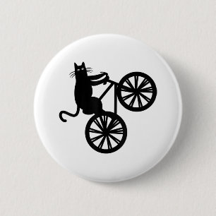 Lustige Katze fährt Trick Fahrrad Neuheit Frauen M Button