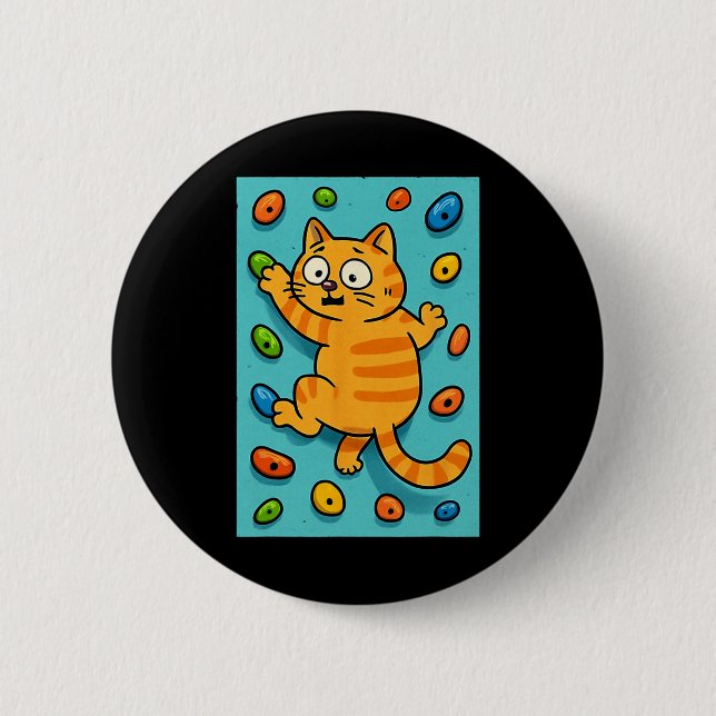 Lustige Katze Felsenkletterer Bouldering Wand Klet Button (Vorderseite)