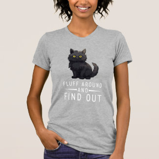 Lustige Katze Flusen herum und herausfinden Katzen T-Shirt