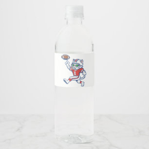 Lustige Katze Football-Spieler Wasserflaschenetikett