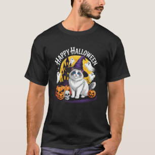 Lustige Katze Frohes Halloween Ragdoll Gruseliger  T-Shirt