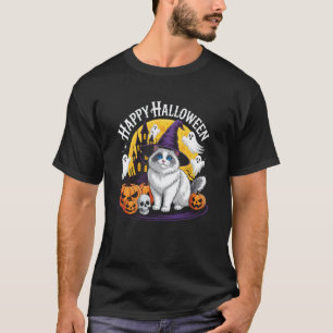 Lustige Katze Frohes Halloween Ragdoll Gruseliger T-Shirt