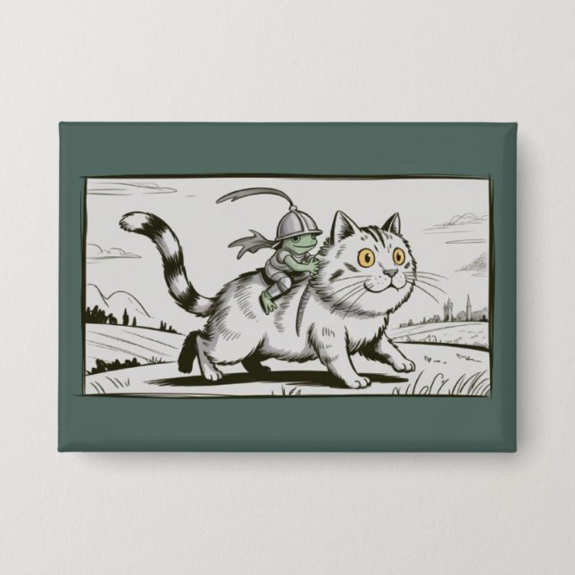Lustige Katze Frosch Meme Mittelalterlich Vintage  Button (Vorderseite)