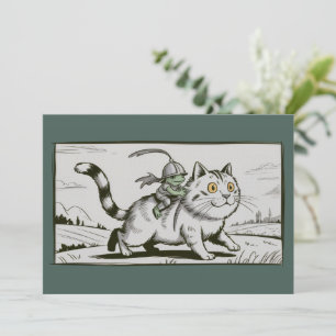 Lustige Katze Frosch Meme Mittelalterlich Vintage  Einladung