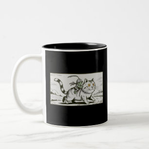 Lustige Katze Frosch Meme Mittelalterlich Vintage Zweifarbige Tasse