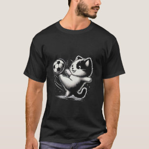 Lustige Katze Fußball Grafik Süße Katze schießt ei T-Shirt
