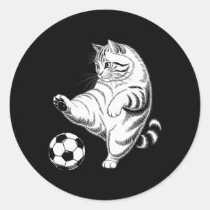 Lustige Katze Fußball Ll Grafik  Runder Aufkleber