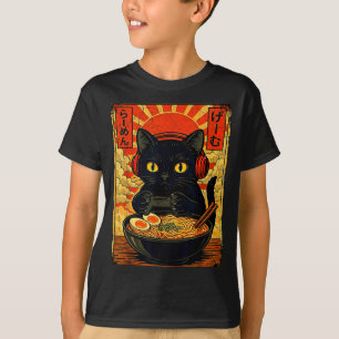 Lustige Katze Gamer-Geschenke Männer Anime Kawaii T-Shirt