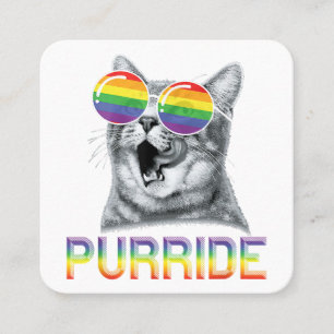 Lustige Katze Gay Pride Regenbogen Sonnenbrille LG Quadratische Visitenkarte