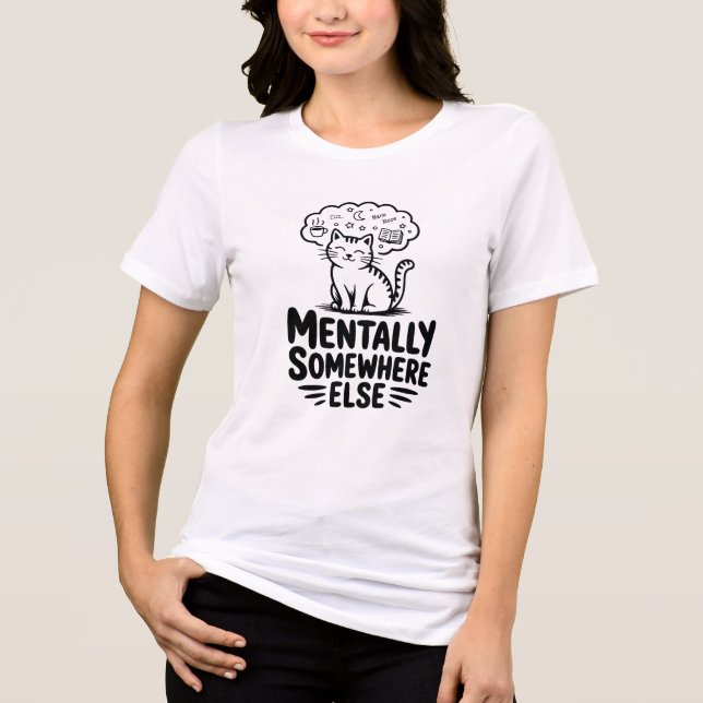 Lustige Katze geistig woanders Träumend  Tri-Blend Shirt (Vorderseite)