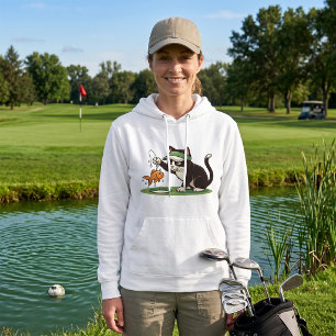 Lustige Katze Golfer Angeln Wasserhindernis Hoodie