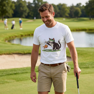 Lustige Katze Golfer Angeln Wasserhindernis T-Shirt