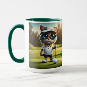 Lustige Katze Golfspieler, Tasse