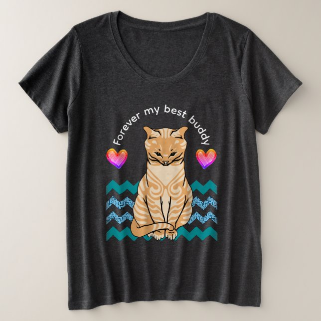 lustige Katze Große Größe T-Shirt (Design vorne)