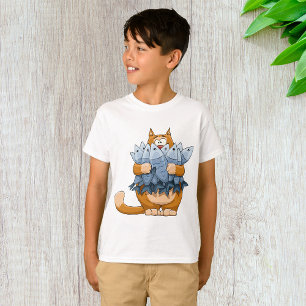 Lustige Katze hält Fisch Cartoon Hungrige Katze T-Shirt