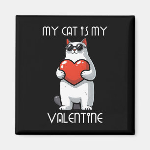 Lustige Katze hält Herz für Valentinstag Familie Magnet