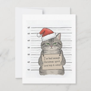 Lustige Katze hat genug Weihnachtsstimmung Feierta Feiertagskarte