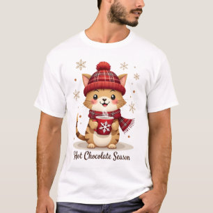 Lustige Katze Heiße Schokolade Saison Frohe Weihna T-Shirt