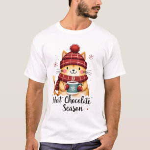 Lustige Katze Heiße Schokolade Saison Frohe Weihna T-Shirt