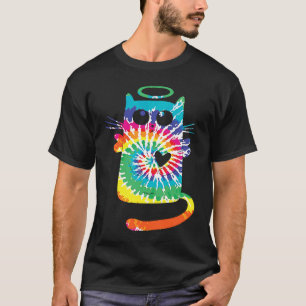 Lustige Katze Hippie Regenbogen Tie Dye Engel Katz T-Shirt