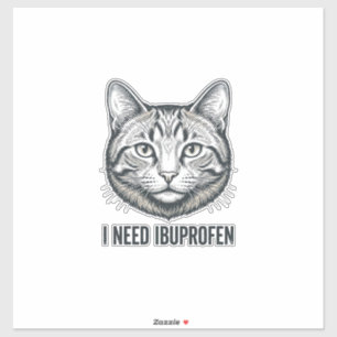 Lustige Katze Ibuprofen Vintage Gravur Design_1 Aufkleber