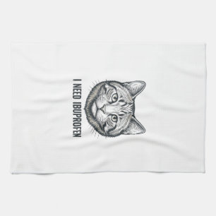 Lustige Katze Ibuprofen Vintage Gravur Design_1 Geschirrtuch