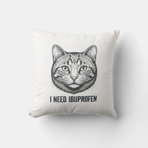 Lustige Katze Ibuprofen Vintage Gravur Design_1 Kissen