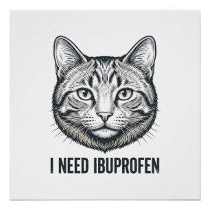 Lustige Katze Ibuprofen Vintage Gravur Design_1 Poster