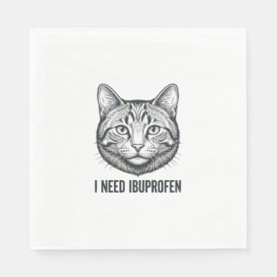Lustige Katze Ibuprofen Vintage Gravur Design_1 Serviette