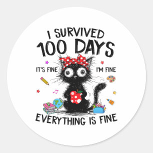Lustige Katze, ich habe 100 Tage Schul-Shirts Tee Runder Aufkleber