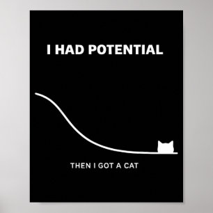 Lustige Katze Ich hatte Potenzial Dann bekam ich e Poster