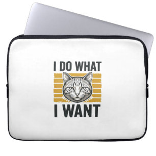 Lustige Katze Ich mache was ich will Vintage Gravu Laptopschutzhülle