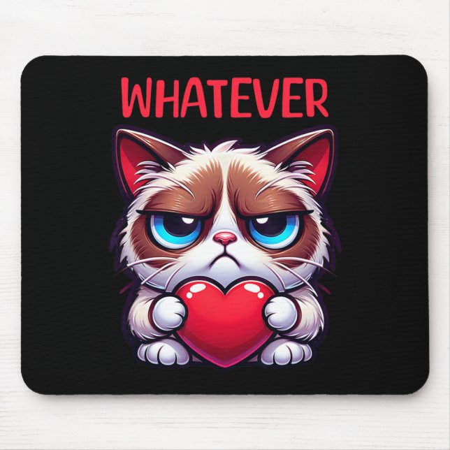 Lustige Katze Irgendwie Grumpy Valentinstag  Mousepad (Vorne)