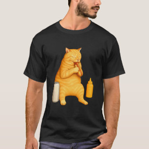 Lustige Katze isst Hot Dog für Feinschmecker und T T-Shirt