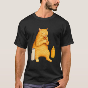 Lustige Katze isst Hot Dog für Foodies und Katzenl T-Shirt