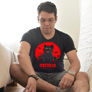 Lustige Katze japanisch thematisierte Catzilla-Mon T-Shirt