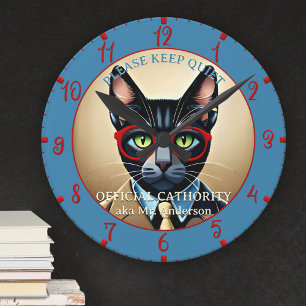 Lustige Katze Klassenzimmer Lehrer Runde Wanduhr