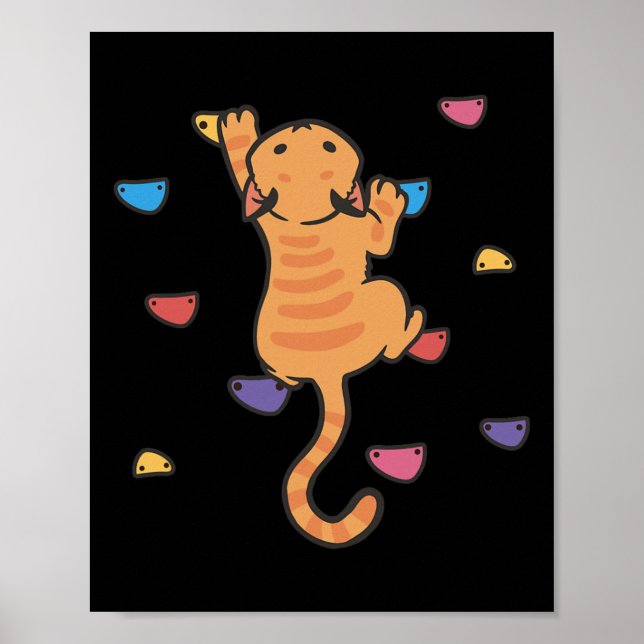 Lustige Katze Kletterer Felsenklettern Süße Boulde Poster (Vorne)