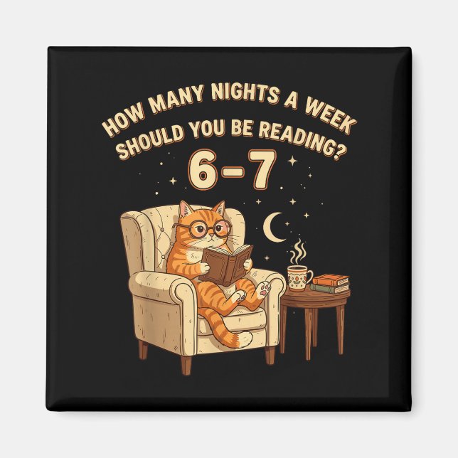 Lustige Katze liest 6-7 Meme Engländer Buchliebhab Magnet (Vorne)