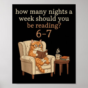 Lustige Katze liest 6-7 Meme Englischlehrer Buch L Poster