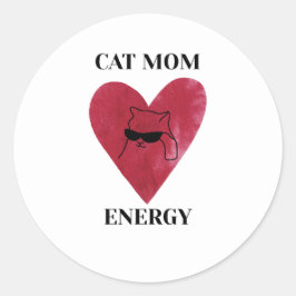 Lustige Katze-Mama-Energie Runder Aufkleber