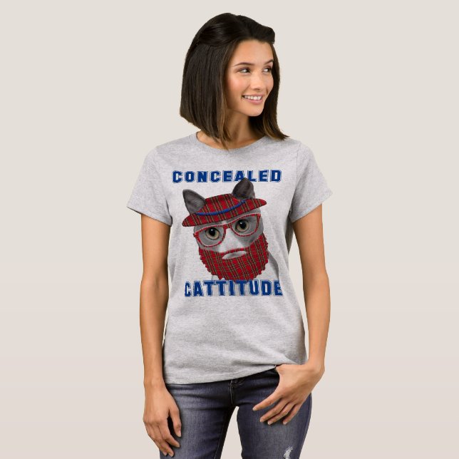 Lustige Katze Meme verborgenes Cattitude T-Shirt (Vorne ganz)