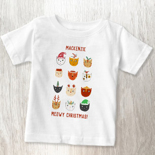 Lustige Katze Meowy Weihnachten Personalisiert Baby T-shirt